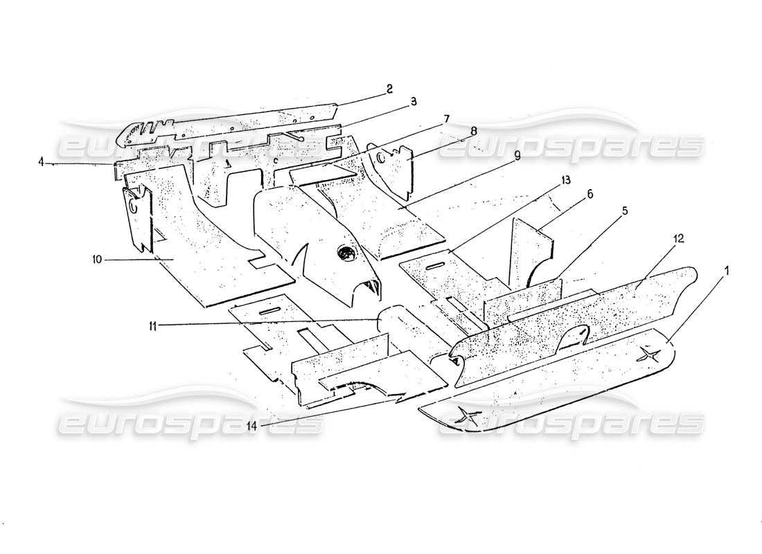 ferrari 330 gt 2+2 (coachwork) innere isolierung (edizione 1 + 2) ersatzteildiagramm