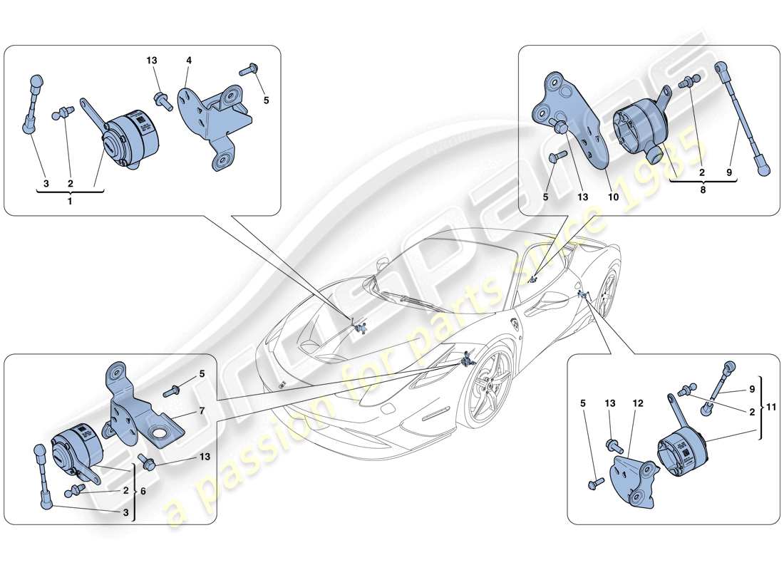 ferrari 458 speciale (rhd) elektronisches management (federung) ersatzteildiagramm