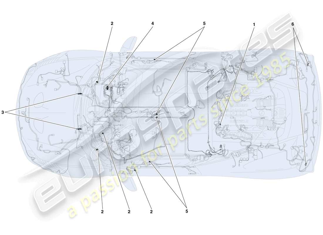 ferrari 458 speciale (rhd) verschiedene befestigungen für die elektrische anlage teilediagramm