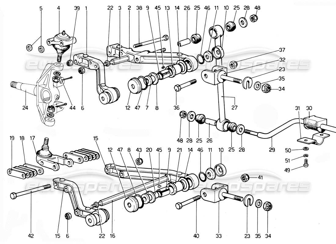 ferrari 365 gtc4 (mechanical) vordere querlenker – überarbeitung teilediagramm