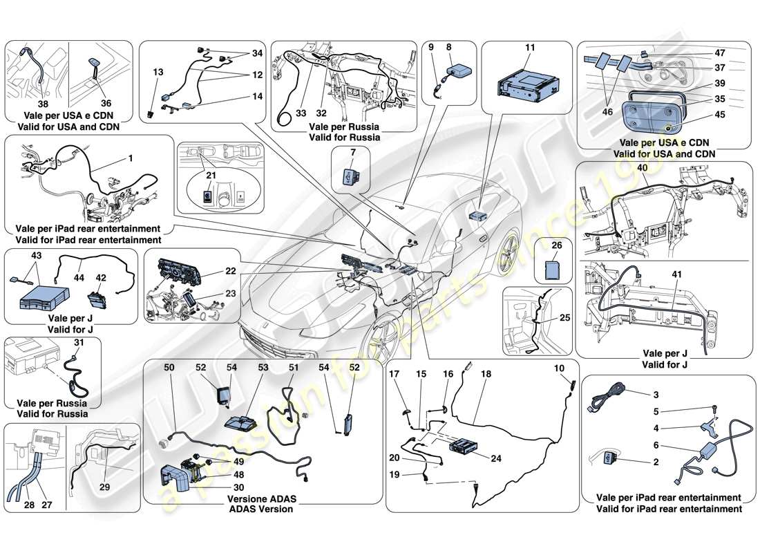 ferrari gtc4 lusso t (rhd) infotainmentsystem - teilediagramm