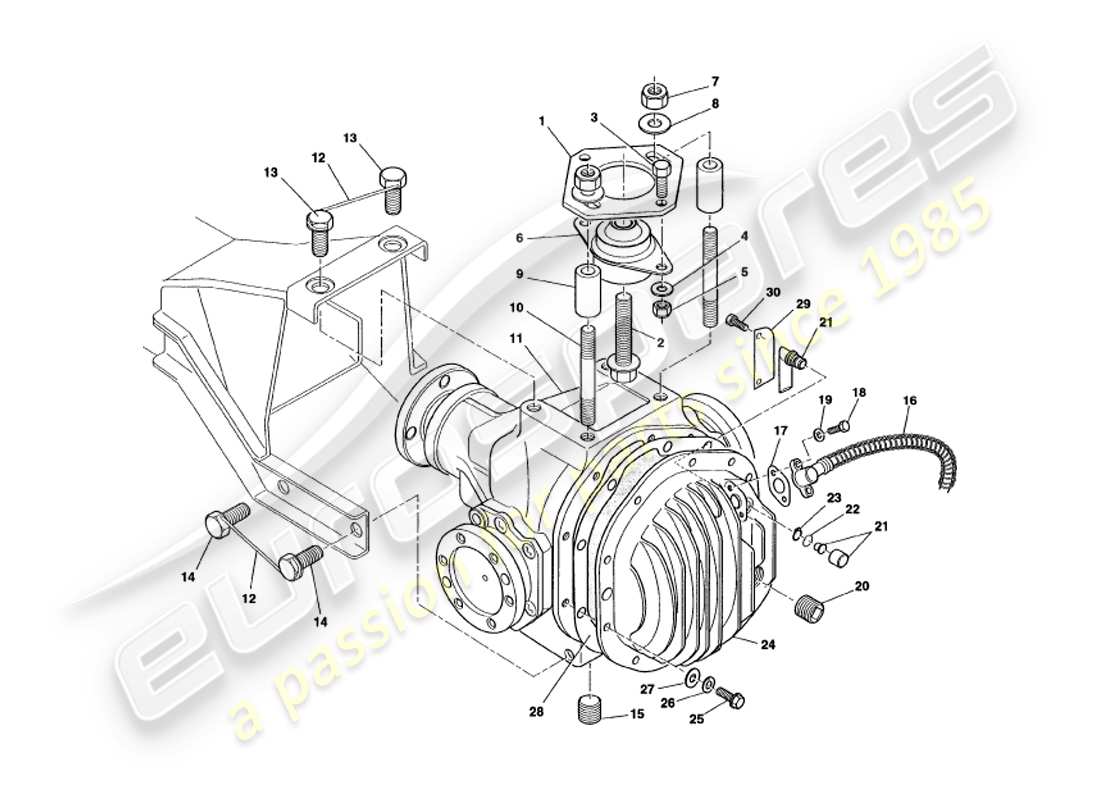 aston martin v8 volante (1999) teilediagramm der hypoideinheit