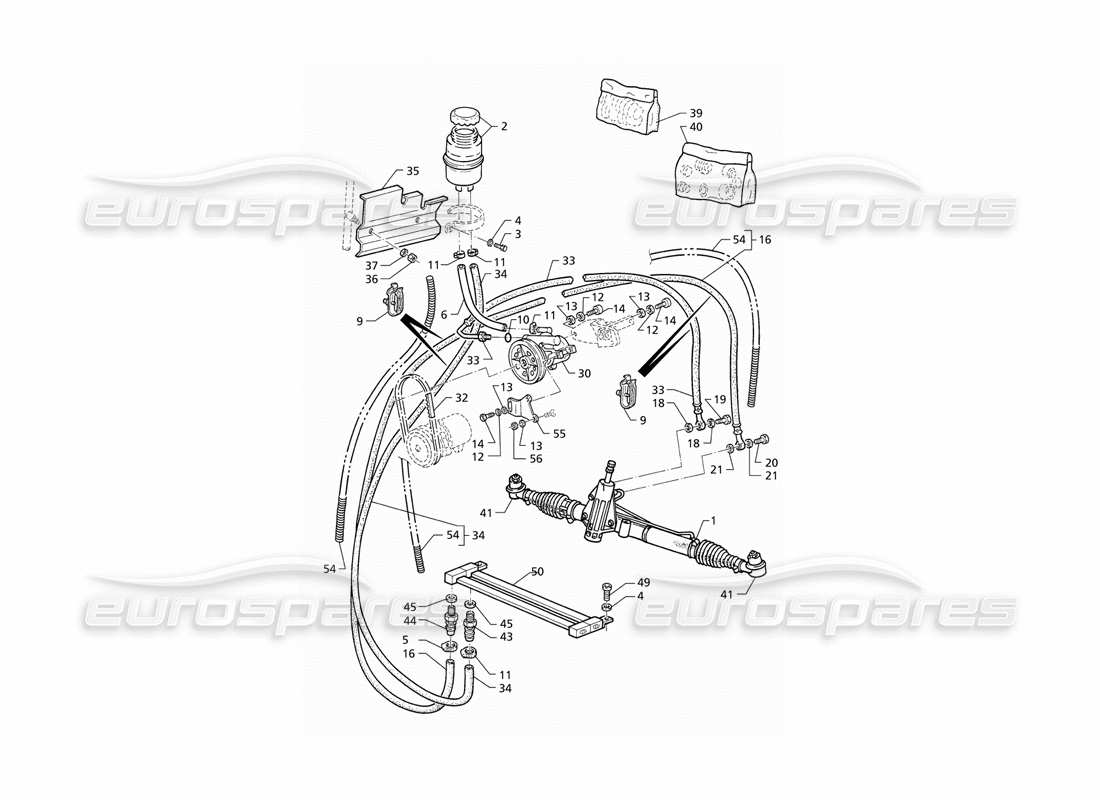 maserati qtp v8 (1998) servolenkungssystem (rhd) teilediagramm