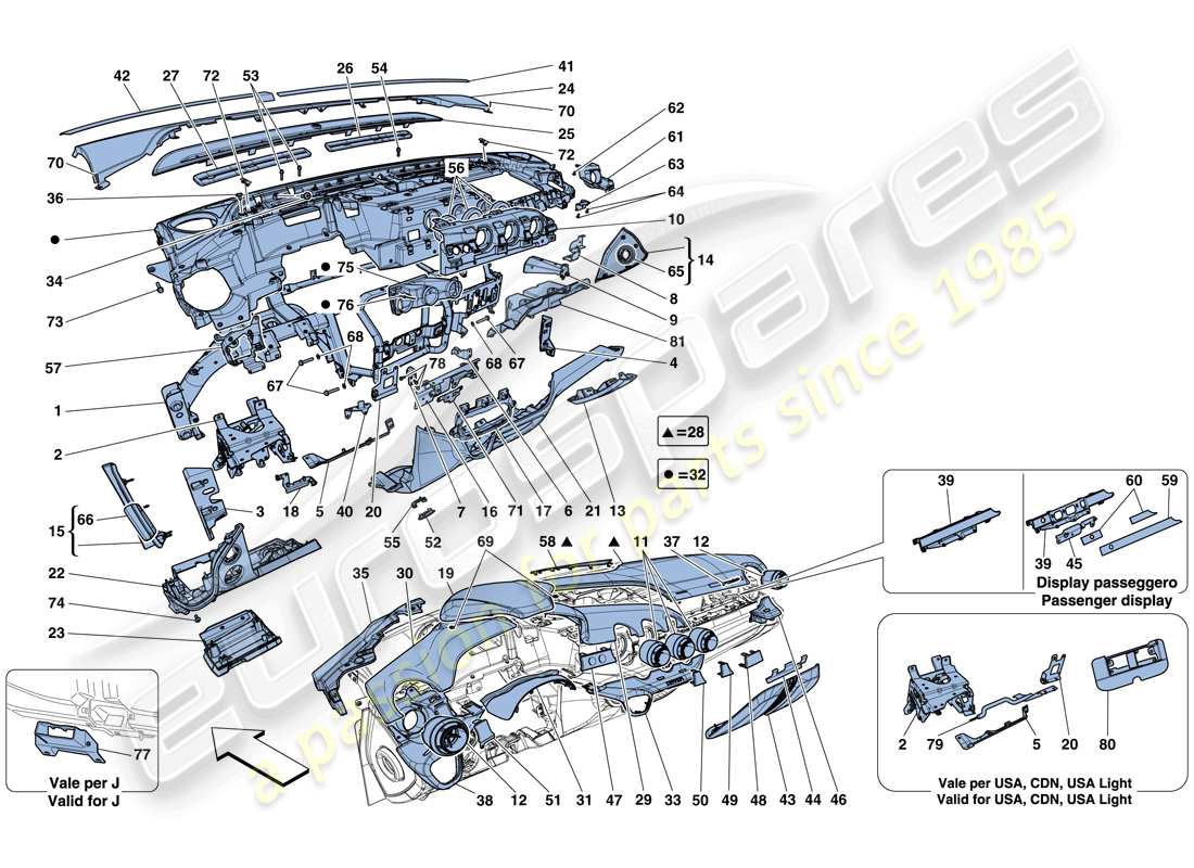 ferrari f12 tdf (usa) dashboard-ersatzteildiagramm
