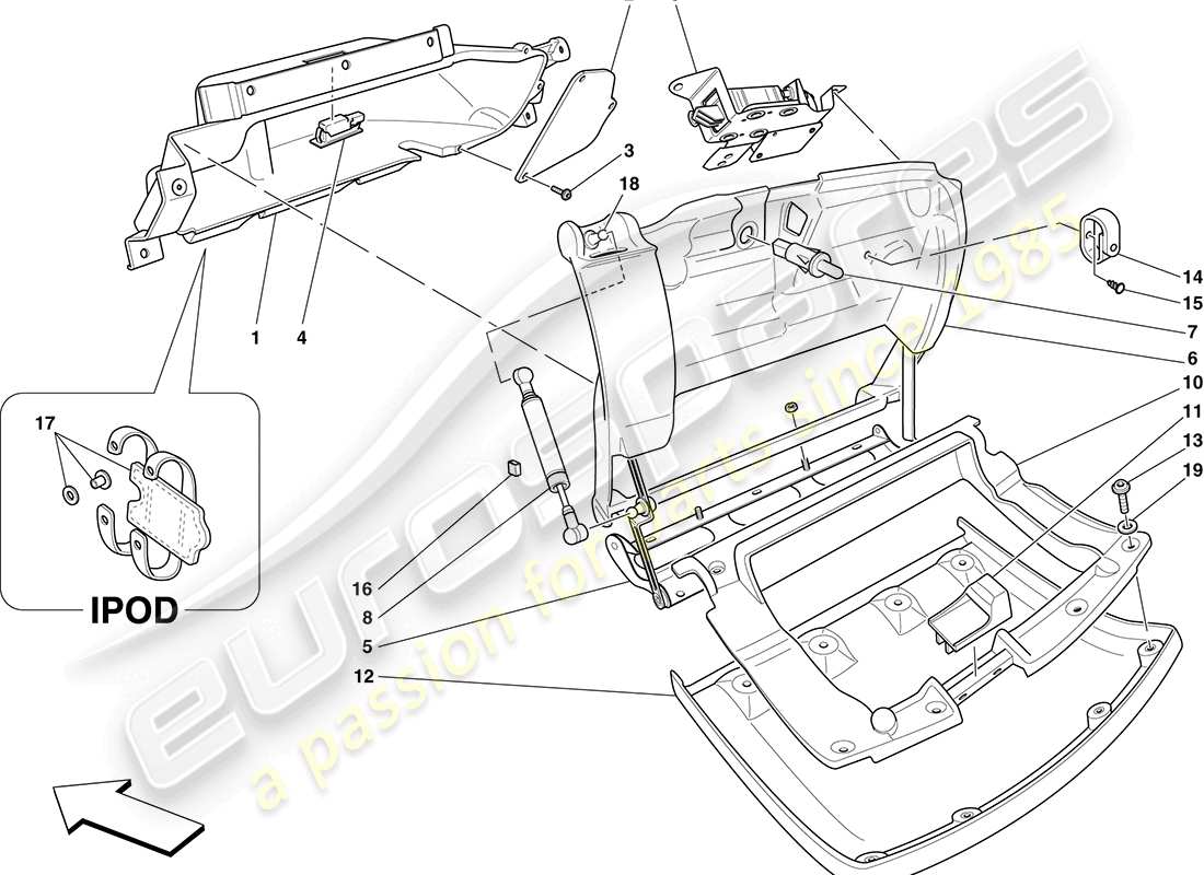 ferrari f430 coupe (rhd) handschuhfach ersatzteildiagramm