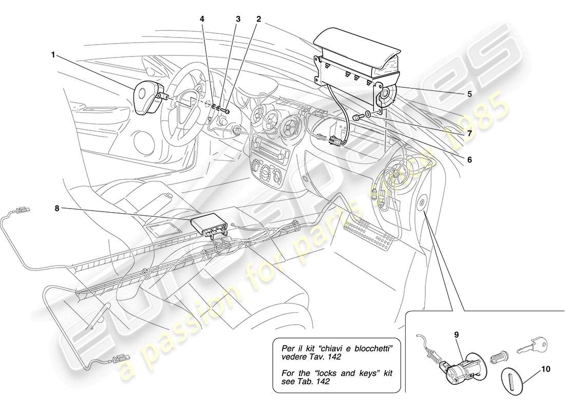 ferrari f430 coupe (rhd) airbags teilediagramm