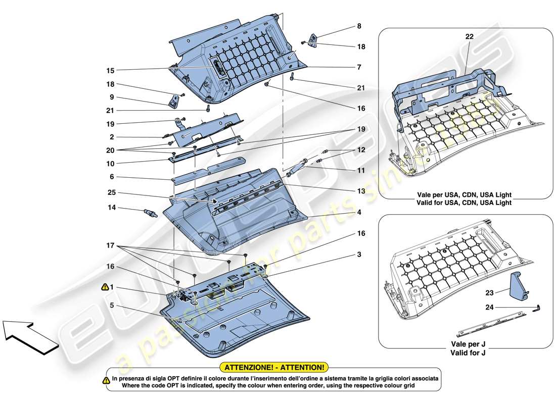 ferrari gtc4 lusso t (usa) handschuhfach ersatzteildiagramm