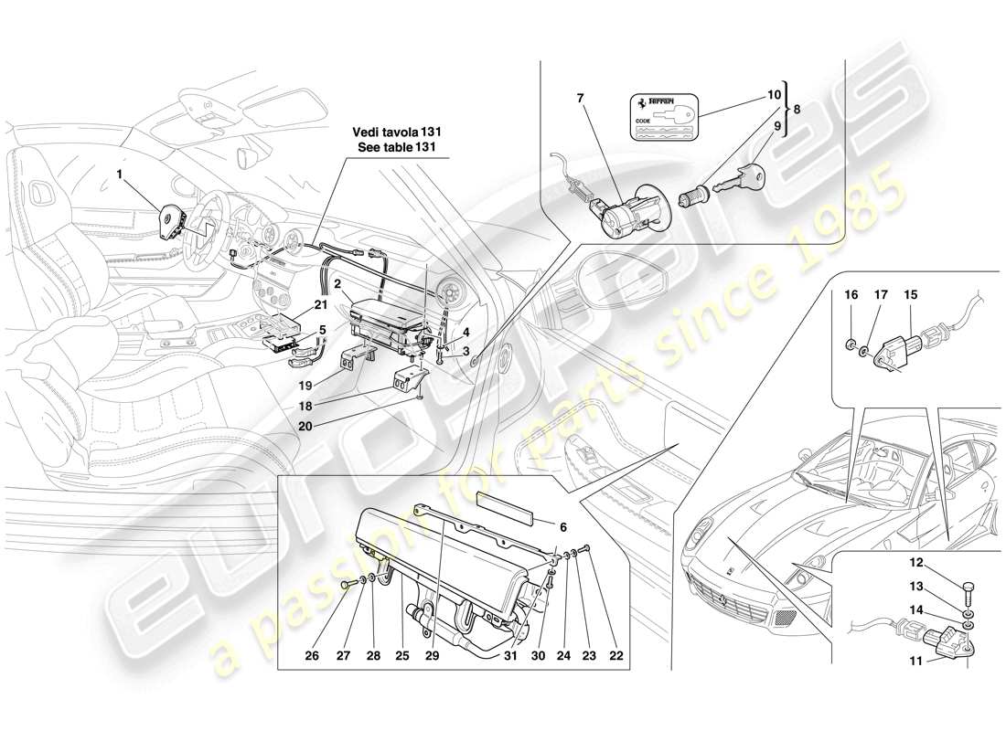 ferrari 599 gtb fiorano (europe) airbag teilediagramm