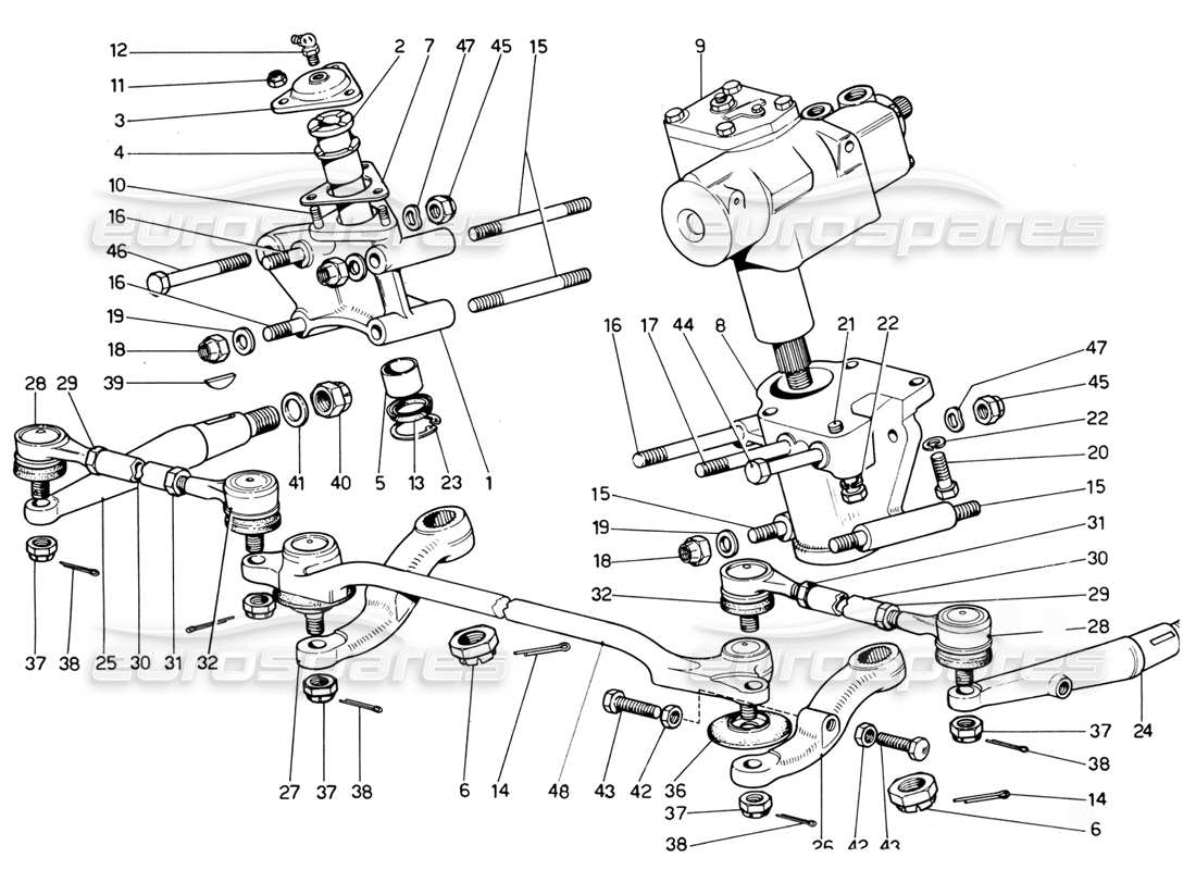 ferrari 365 gtc4 (mechanical) lenkgestänge - revisionsteilediagramm