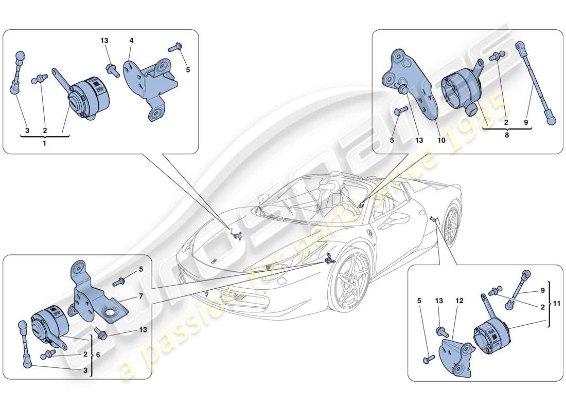 ferrari 458 spider (europe) elektronisches management (federung) ersatzteildiagramm