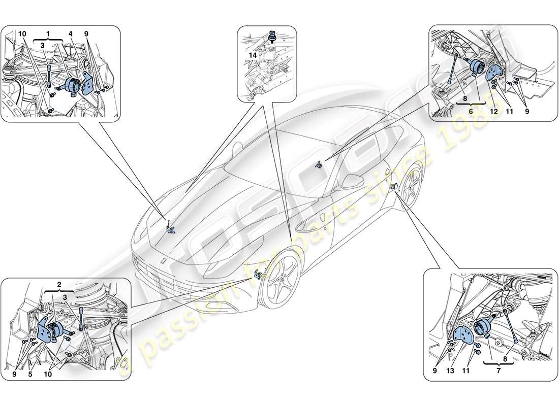 ferrari ff (rhd) elektronisches management (federung) ersatzteildiagramm