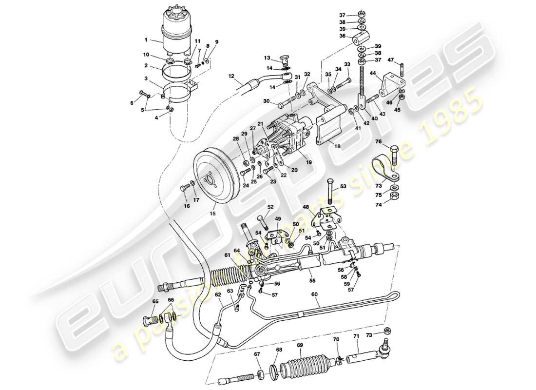 aston martin v8 volante (2000) servolenkung - teilediagramm