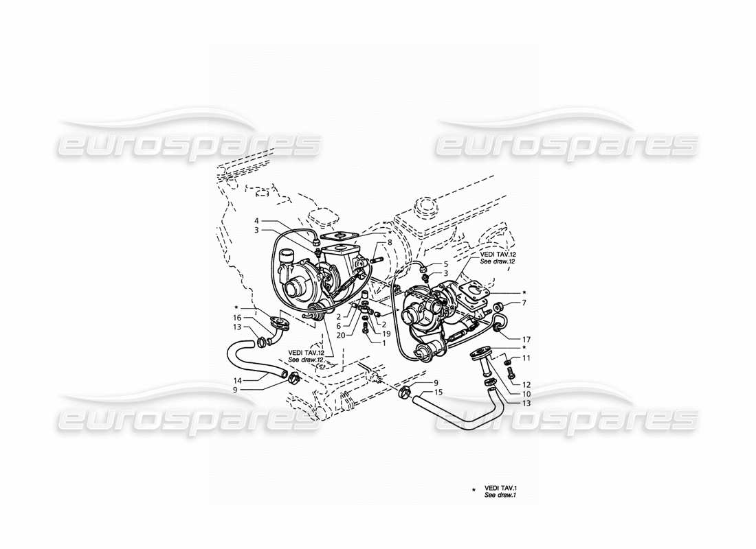 maserati qtp. 3.2 v8 (1999) schmierteildiagramm für turbogebläse