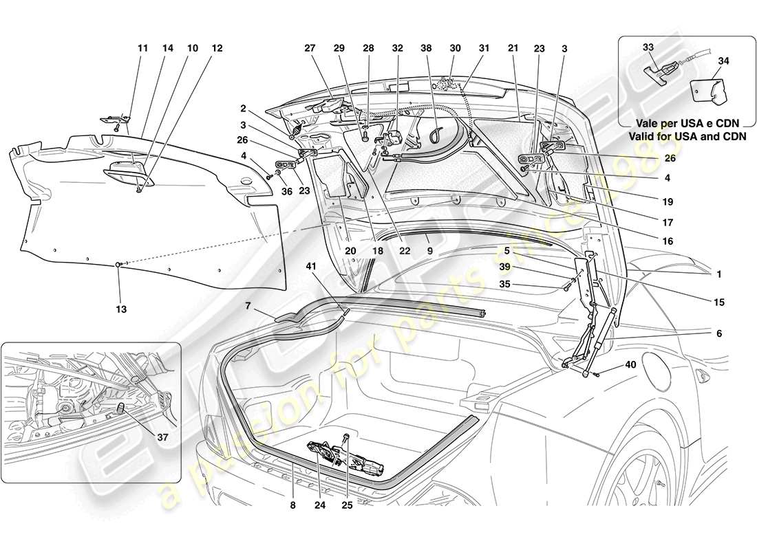 ferrari california (usa) hinterer deckel teilediagramm