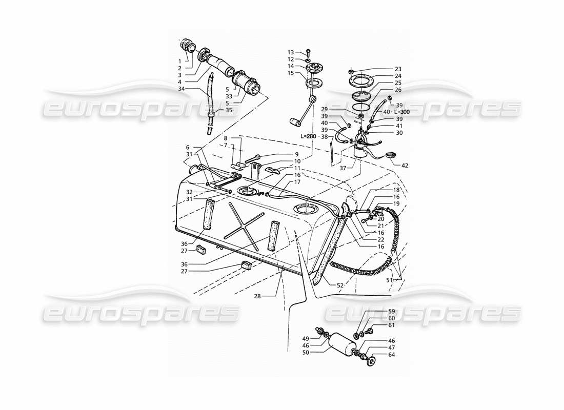 maserati qtp. 3.2 v8 (1999) kraftstofftank (nachträgliche modifikation) teilediagramm