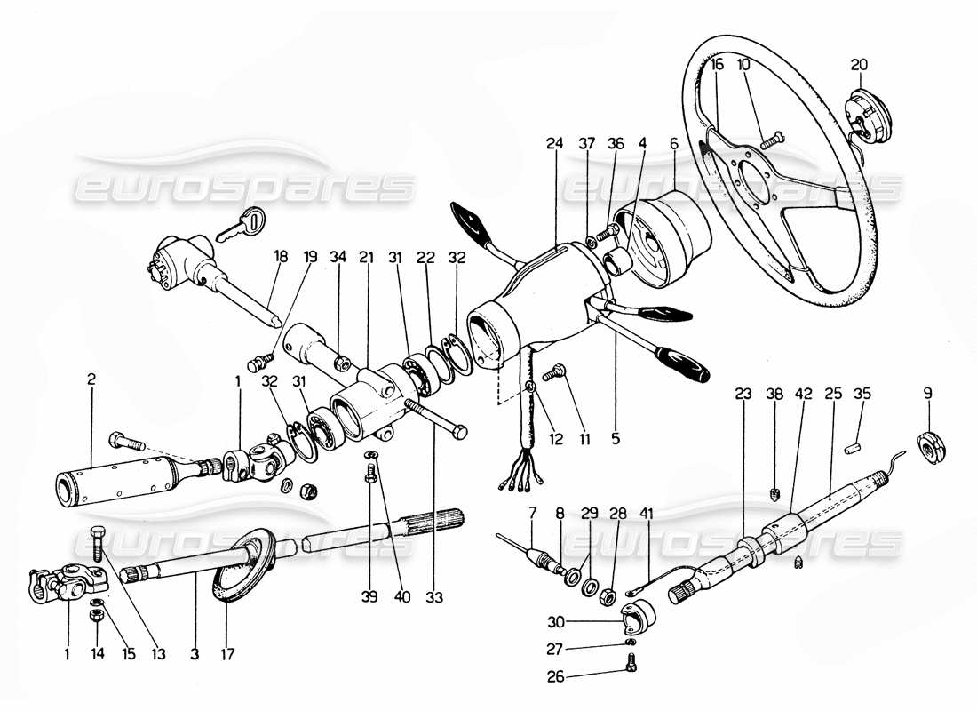 ferrari 365 gtc4 (mechanical) lenksäule – überarbeitung teilediagramm