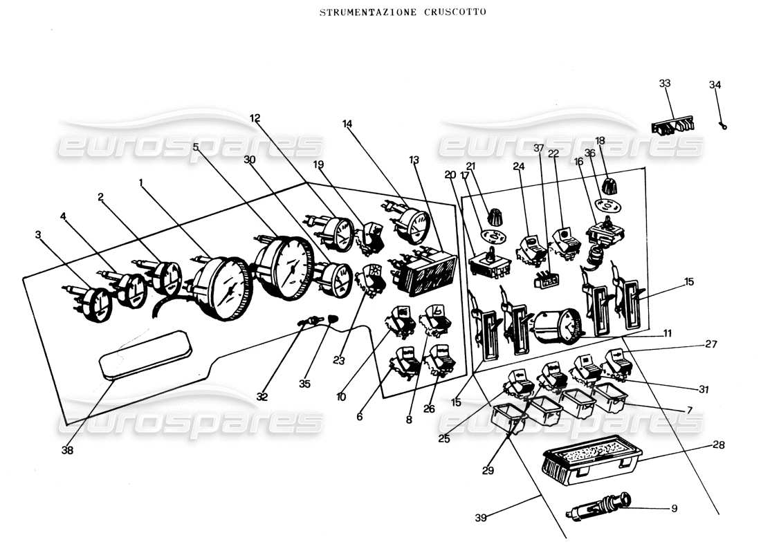 lamborghini espada dashboard-instrumente (da 751 in poi) teilediagramm