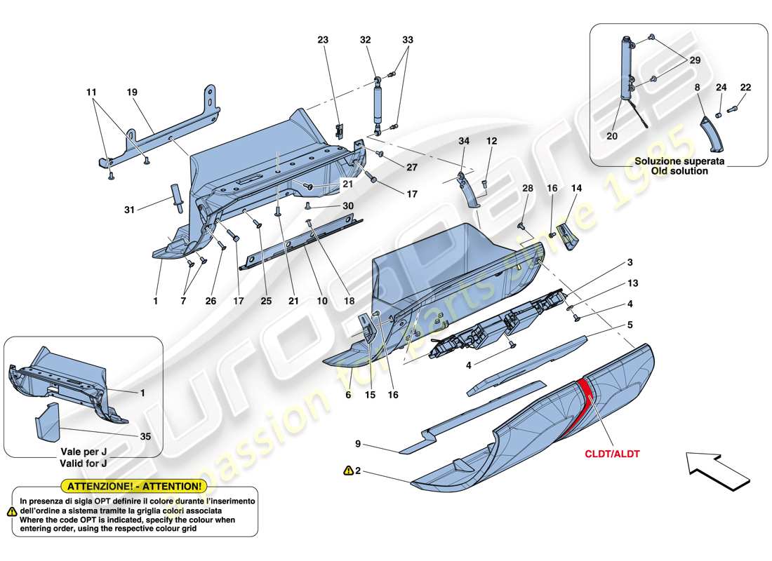 ferrari 812 superfast (rhd) handschuhfach ersatzteildiagramm