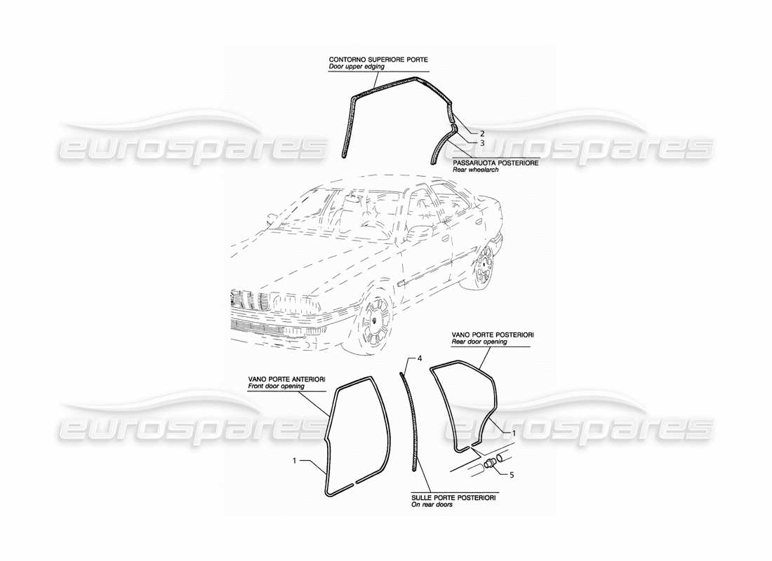 maserati qtp. 3.2 v8 (1999) teilediagramm für externe dichtungen