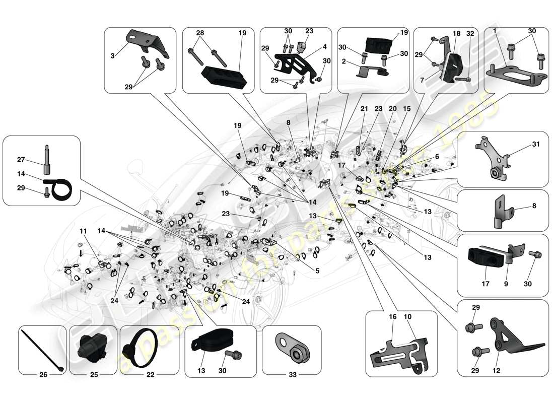 ferrari laferrari (usa) verschiedene befestigungen für die elektrische anlage teilediagramm