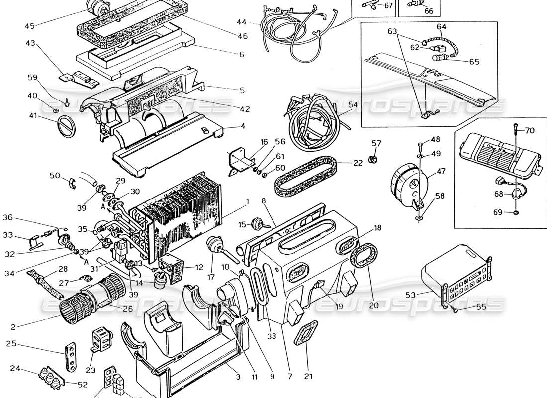 maserati 222 / 222e biturbo teilediagramm für automatische klimaanlage (rechtslenkung)