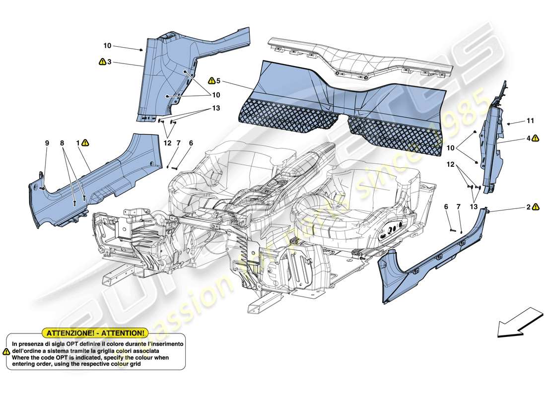 ferrari 812 superfast (rhd) innenverkleidung teilediagramm