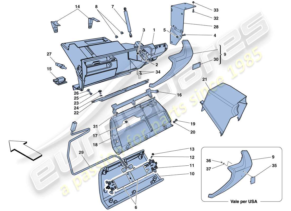 ferrari 458 spider (usa) handschuhfach ersatzteildiagramm