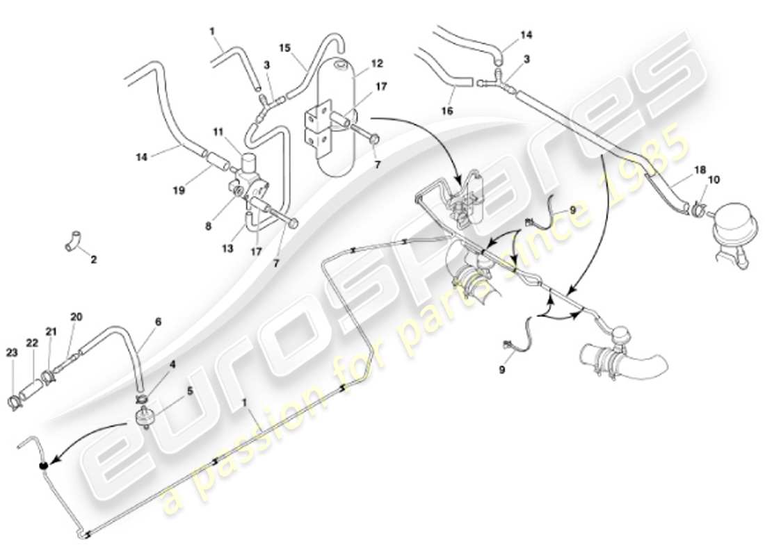 aston martin vanquish (2001) teilediagramm des abgas-bypass-systems
