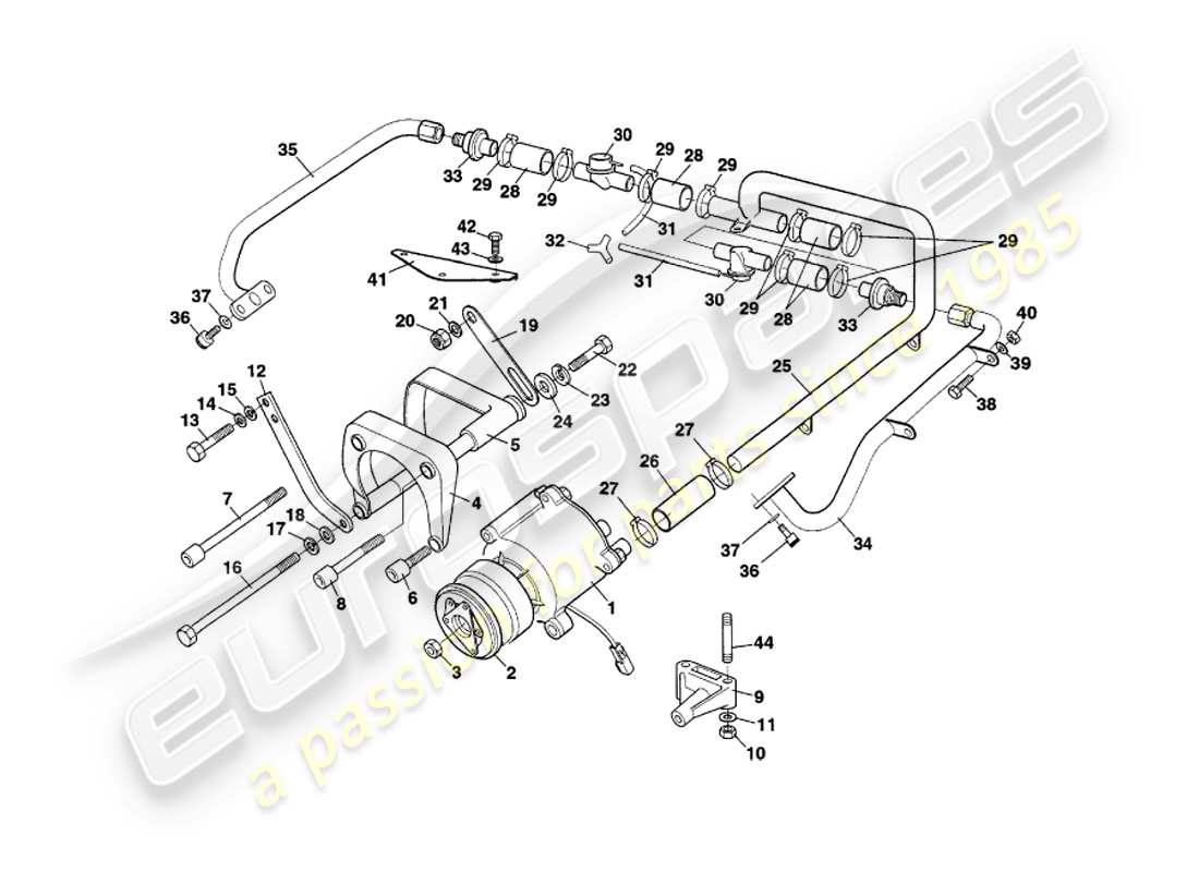 aston martin v8 coupe (1999) teilediagramm des sekundären lufteinspritzsystems