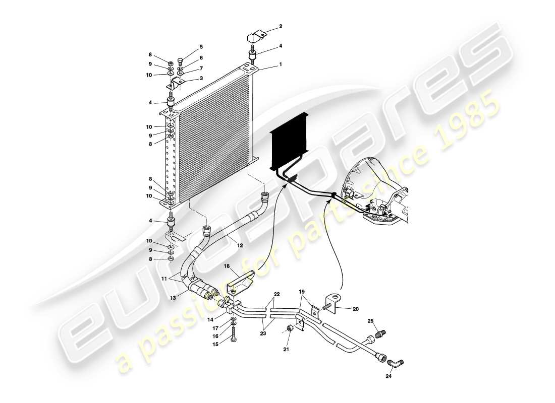aston martin v8 coupe (1999) teilediagramm getriebekühlung