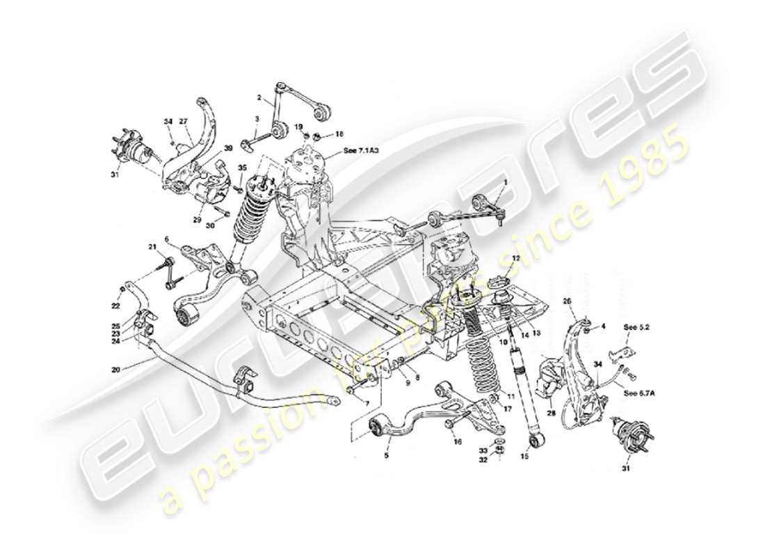 aston martin vanquish (2002) vordere aufhängung teilediagramm