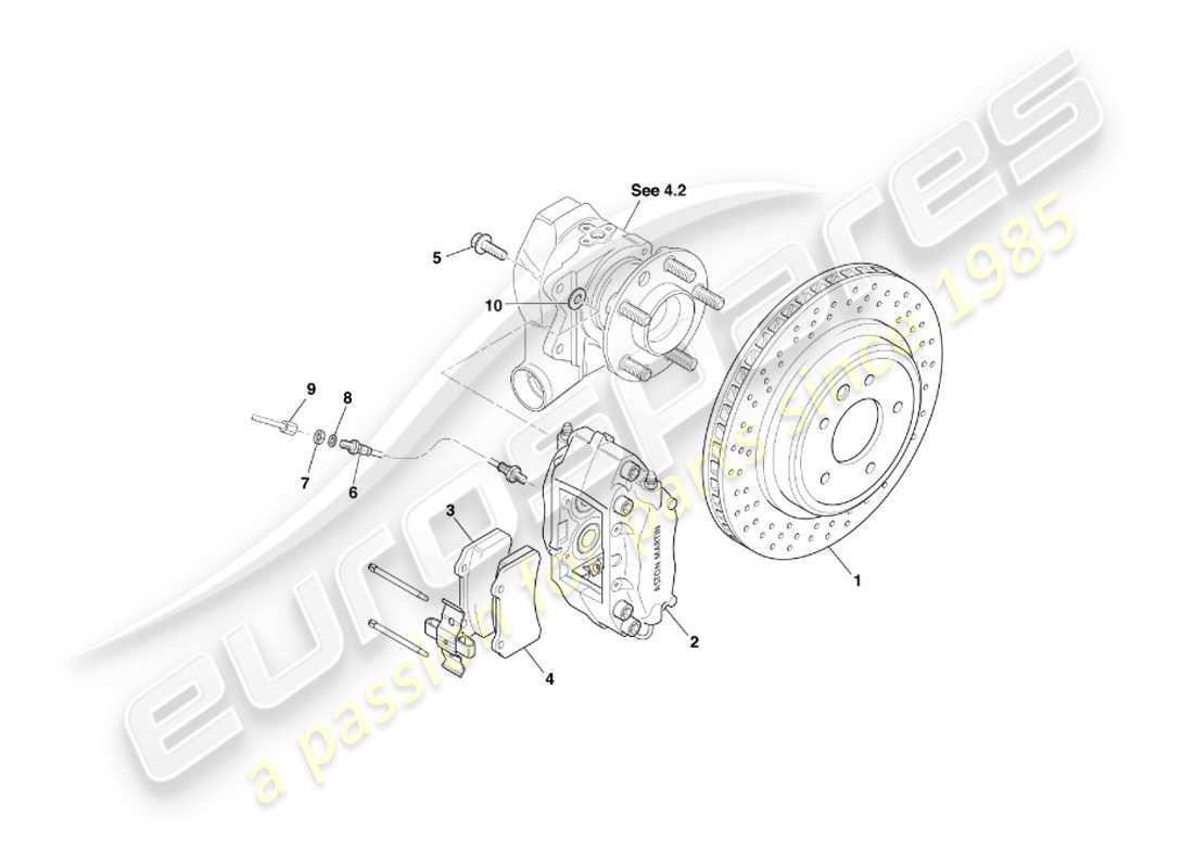 aston martin db7 vantage (2000) teilediagramm für hinterradbremsen
