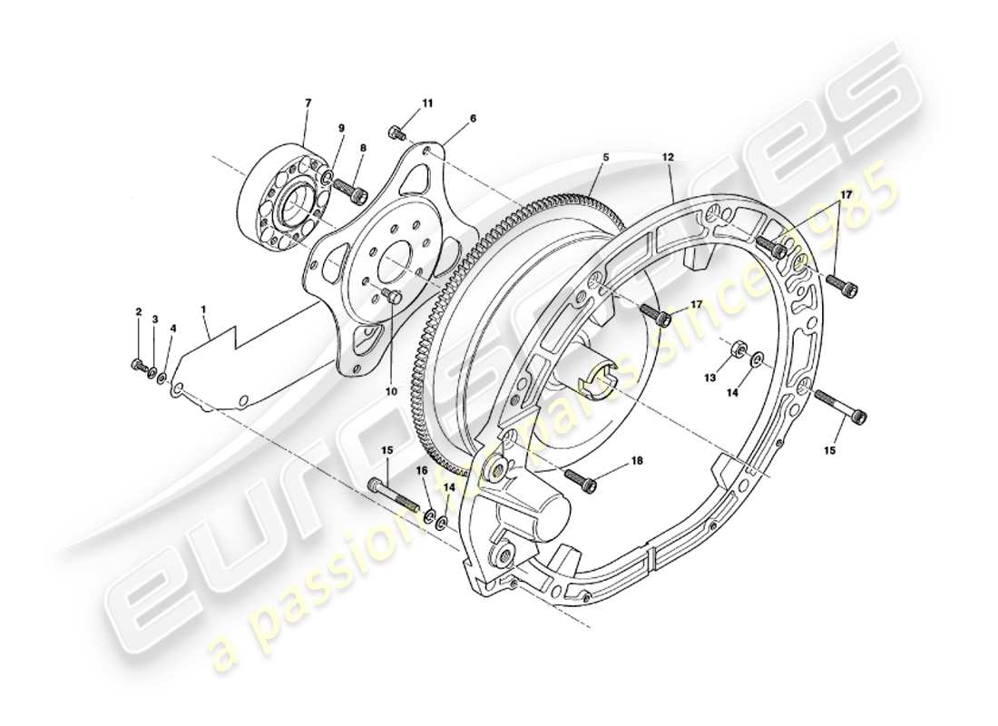 aston martin v8 volante (1998) teilediagramm für drehmomentwandler
