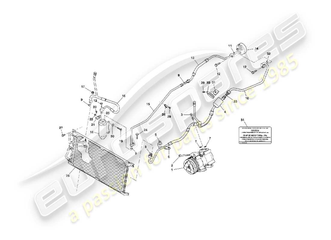 aston martin vanquish (2004) teilediagramm für den einbau in den motorraum