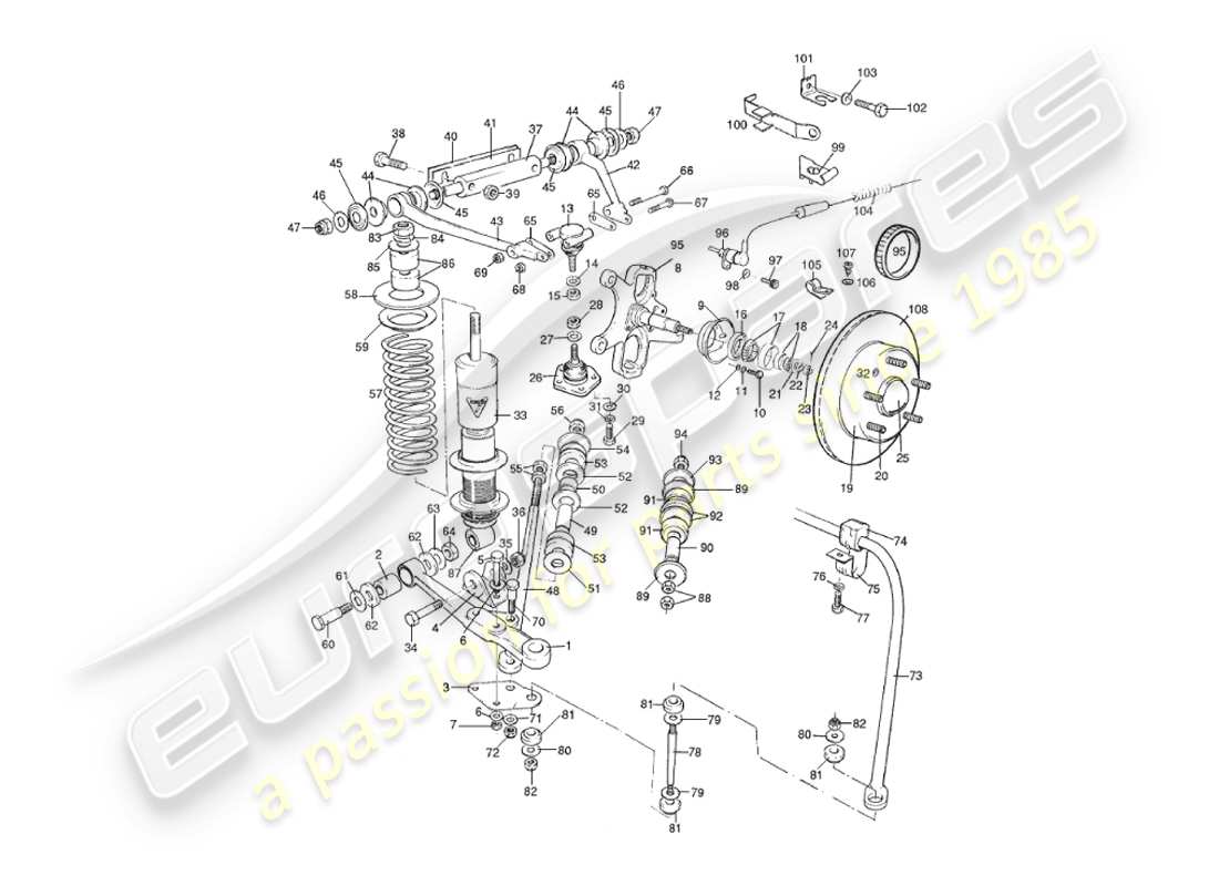 aston martin v8 virage (1999) vordere aufhängung teilediagramm