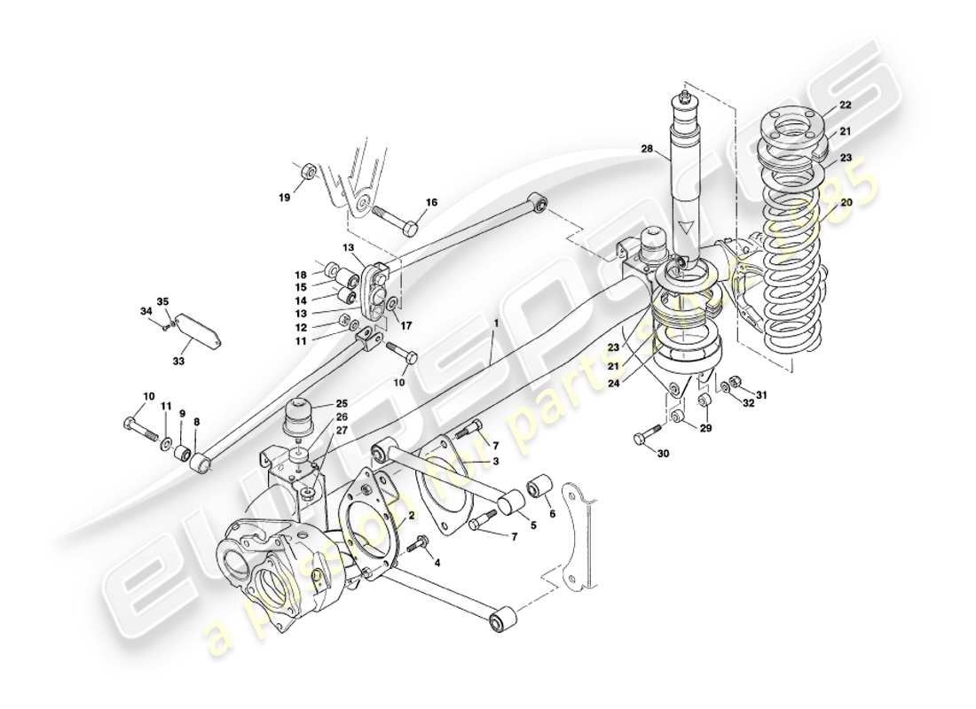 aston martin v8 coupe (1999) hinterradaufhängung teilediagramm