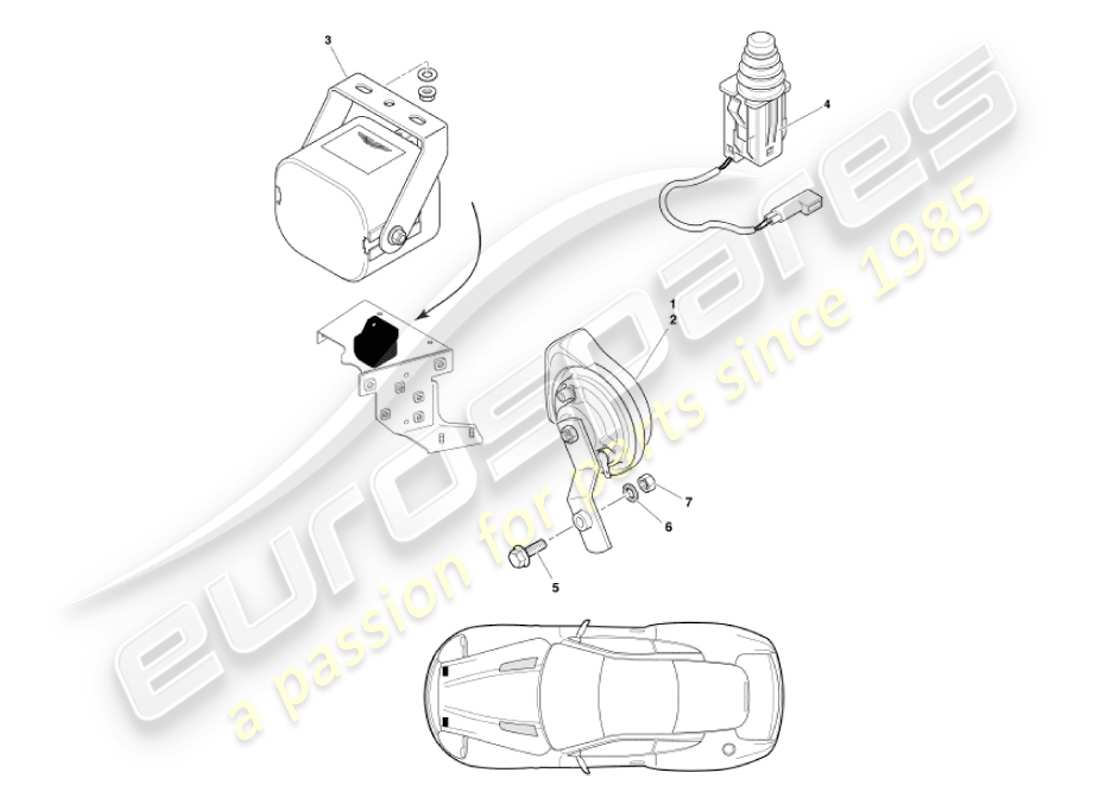 aston martin vanquish (2007) teilediagramm für motorraumkomponenten