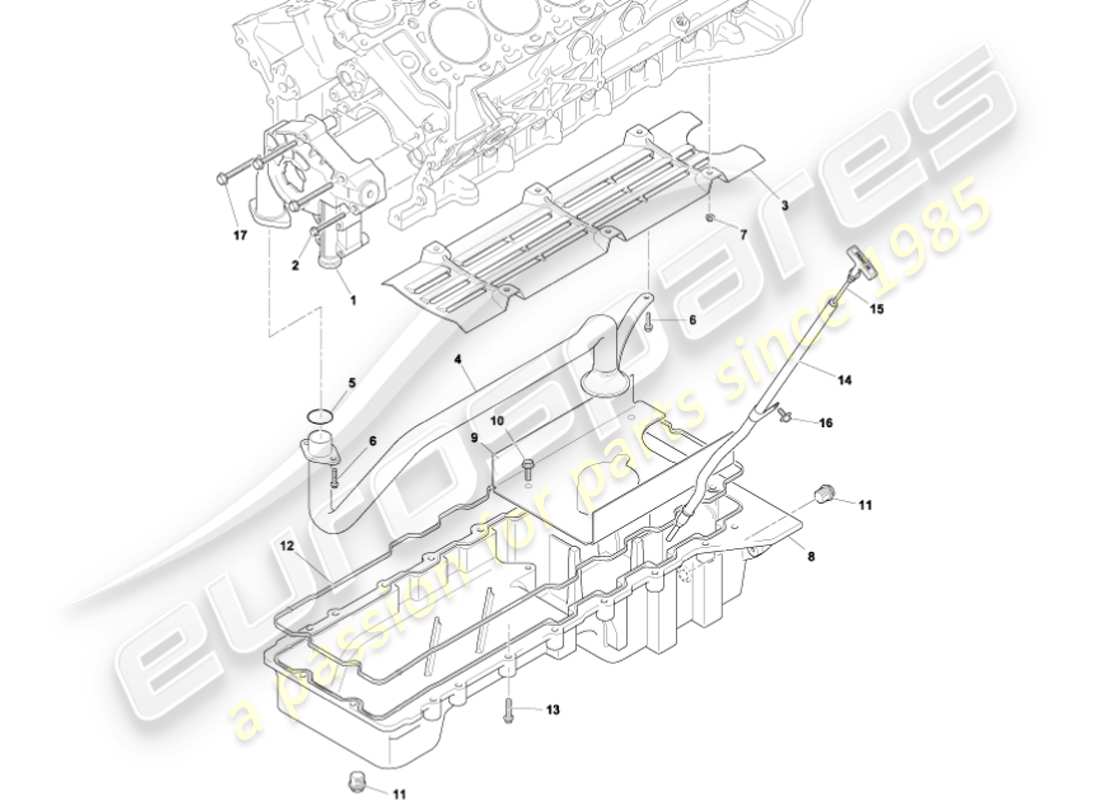 aston martin vanquish (2002) teilediagramm für ölpumpe und ölwanne