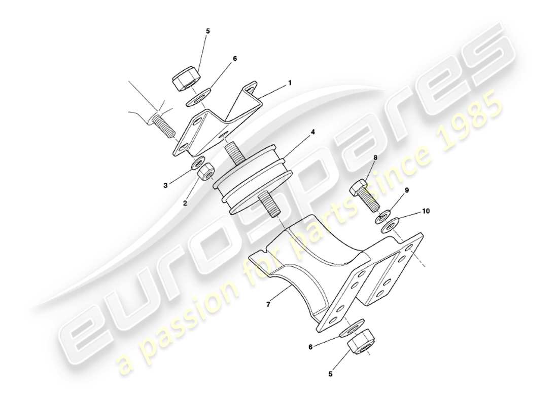 aston martin v8 volante (1998) teilediagramm für motoraufhängungen