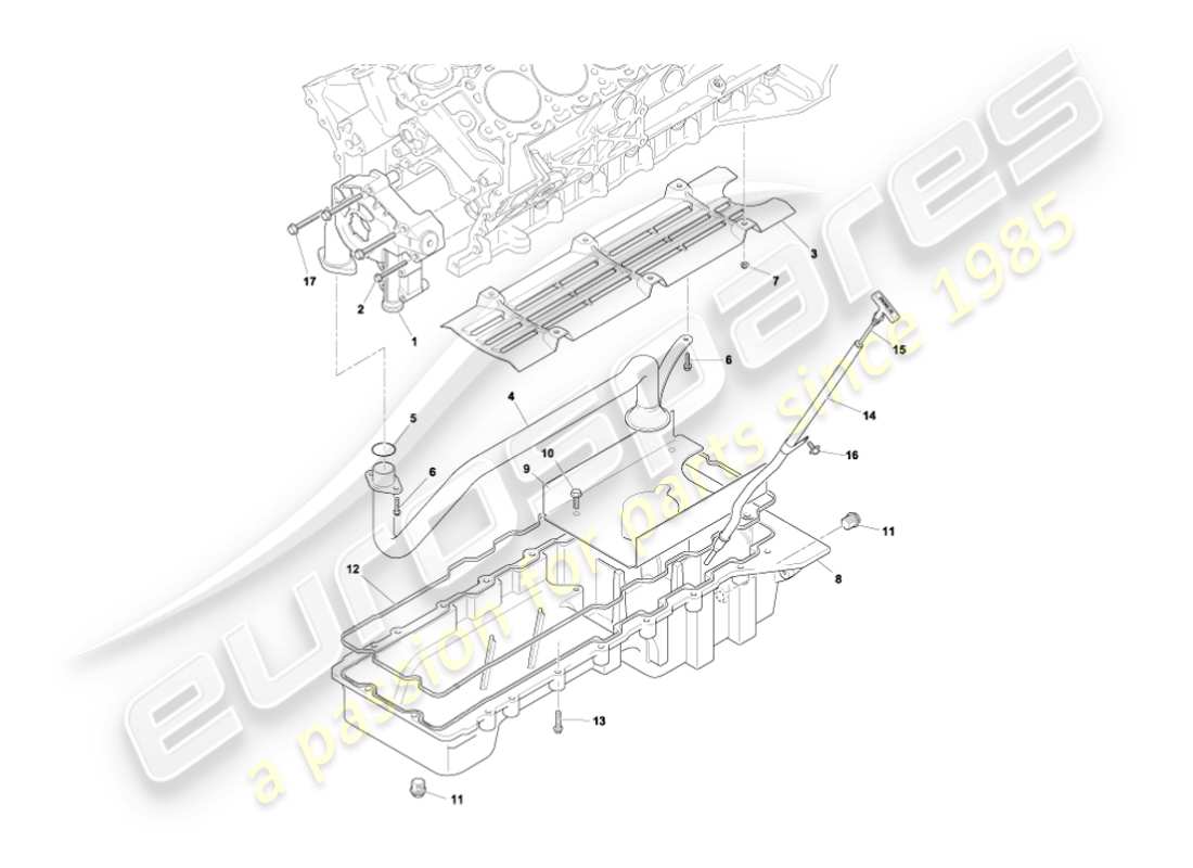 aston martin vanquish (2006) teilediagramm für ölpumpe und ölwanne