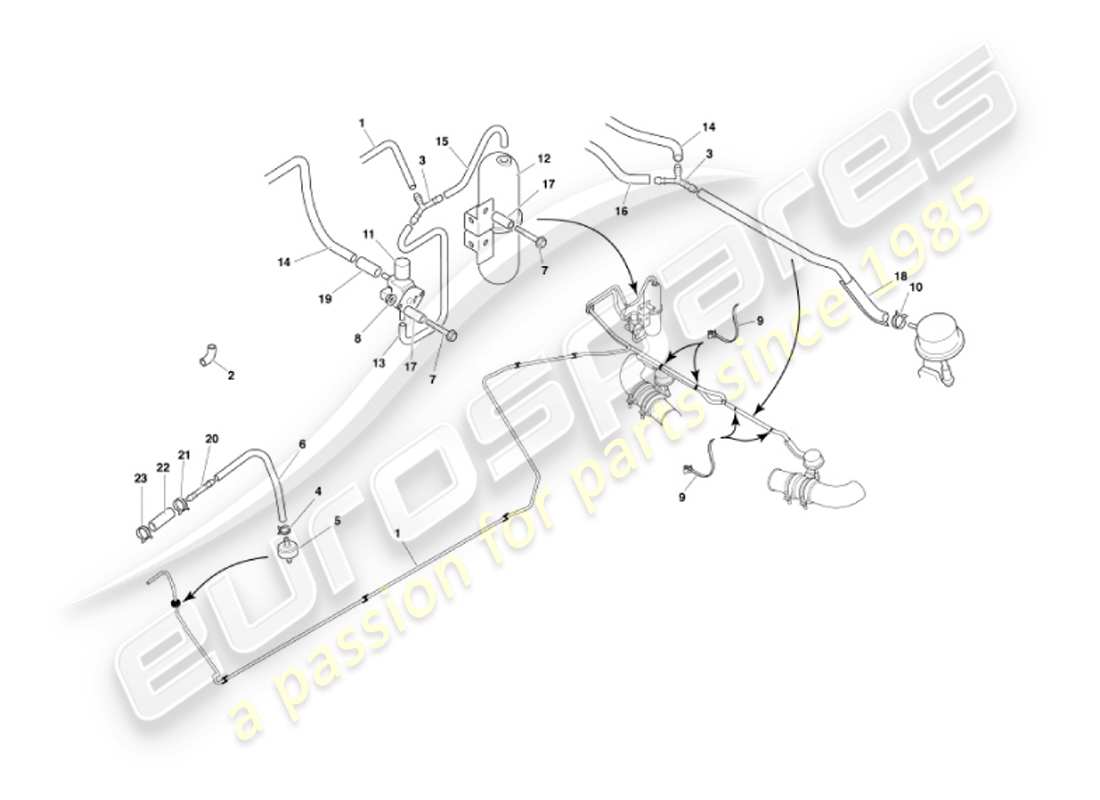aston martin vanquish (2007) teilediagramm des abgas-bypass-systems