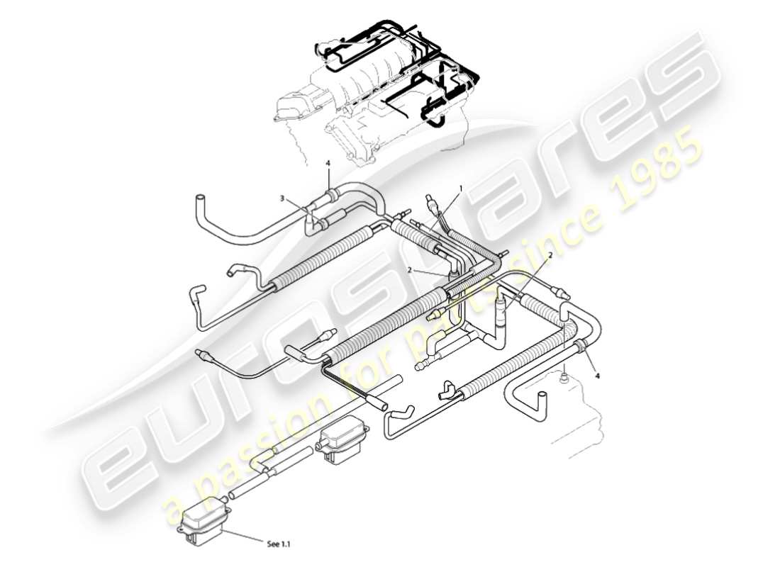 aston martin vanquish (2007) vakuumsystem, motorteildiagramm