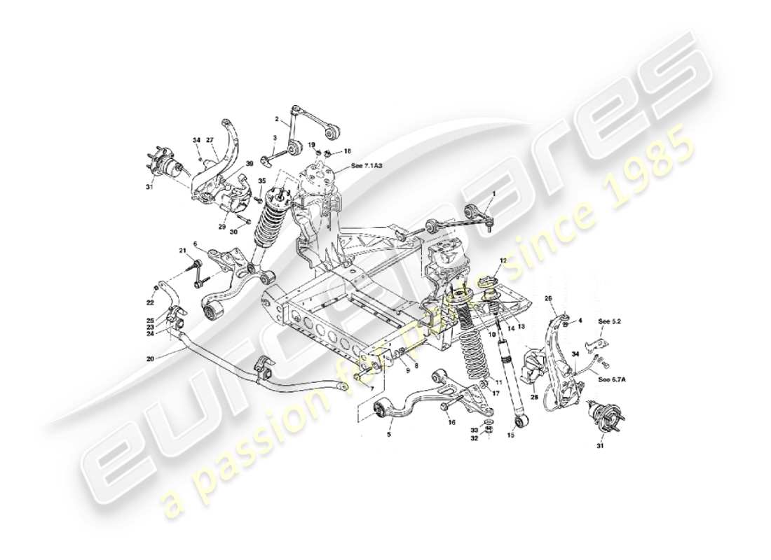 aston martin vanquish (2005) vordere aufhängung teilediagramm