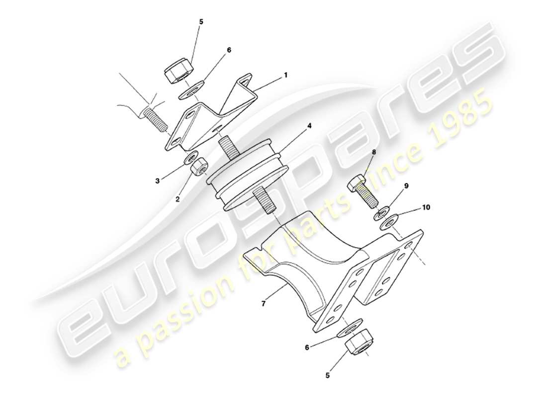 aston martin v8 volante (1997) teilediagramm für motoraufhängungen