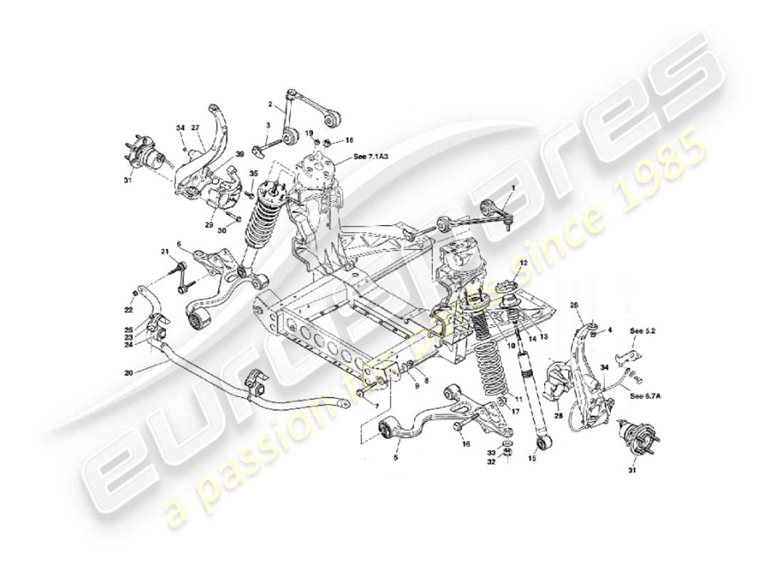 aston martin vanquish (2006) vordere aufhängung teilediagramm