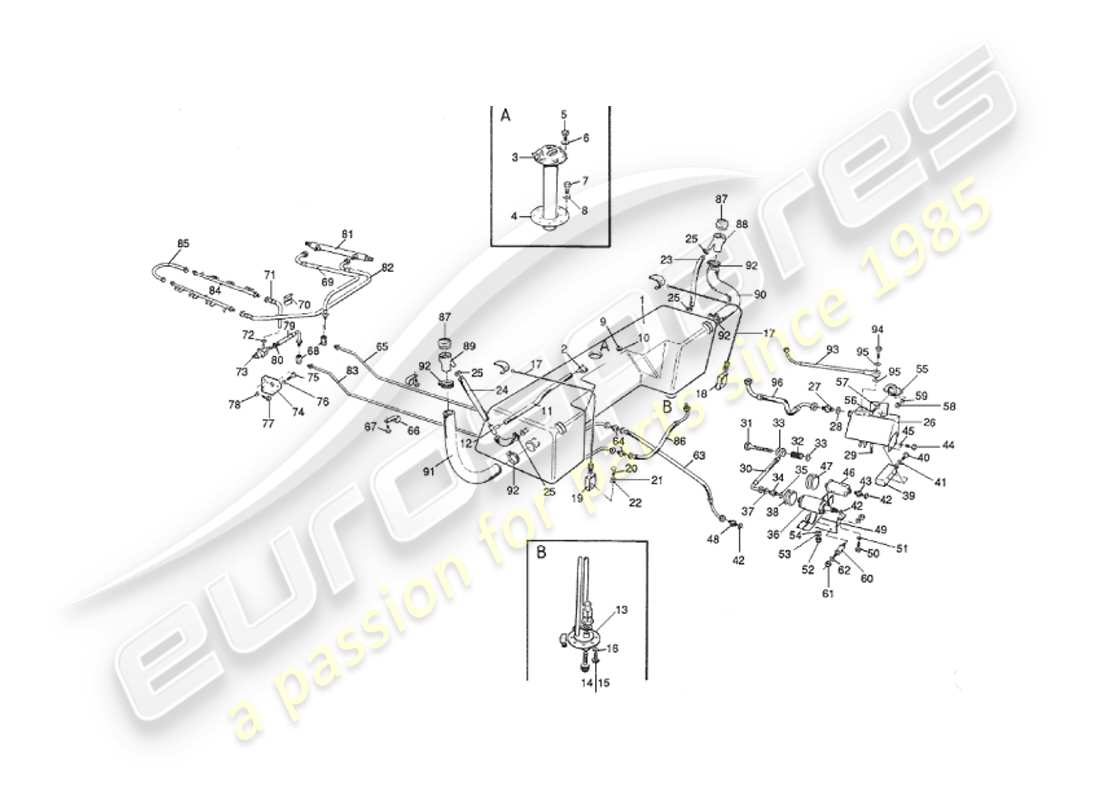 aston martin v8 virage (1999) kraftstoffsystem teilediagramm