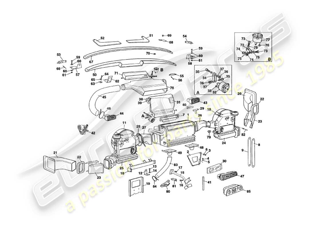 aston martin v8 coupe (1999) teilediagramm für die inneninstallation