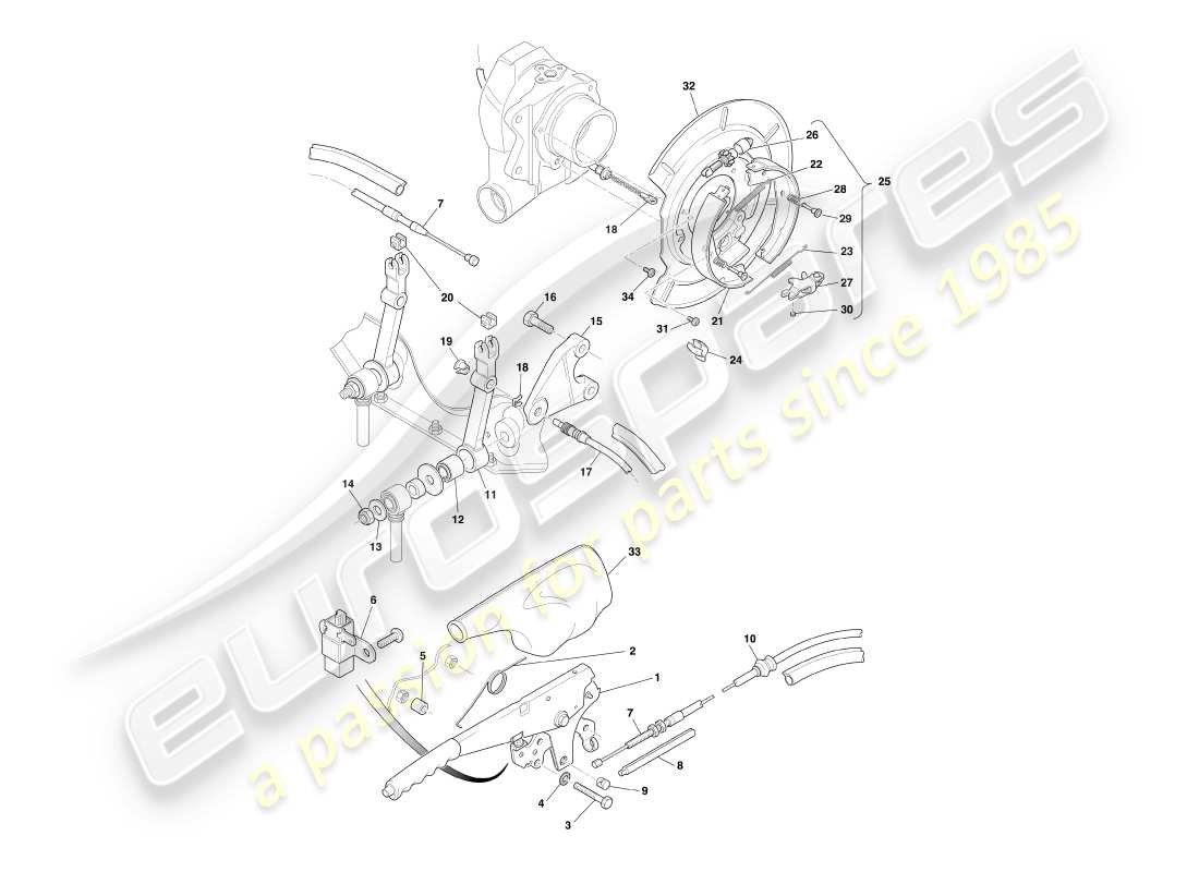aston martin db7 vantage (2003) handbremse ersatzteildiagramm
