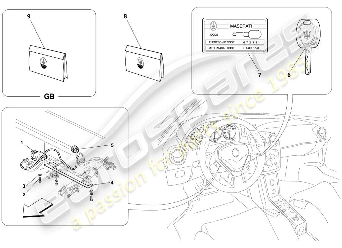 maserati mc12 wegfahrsperren-set und satelliten-diebstahlschutz teilediagramm