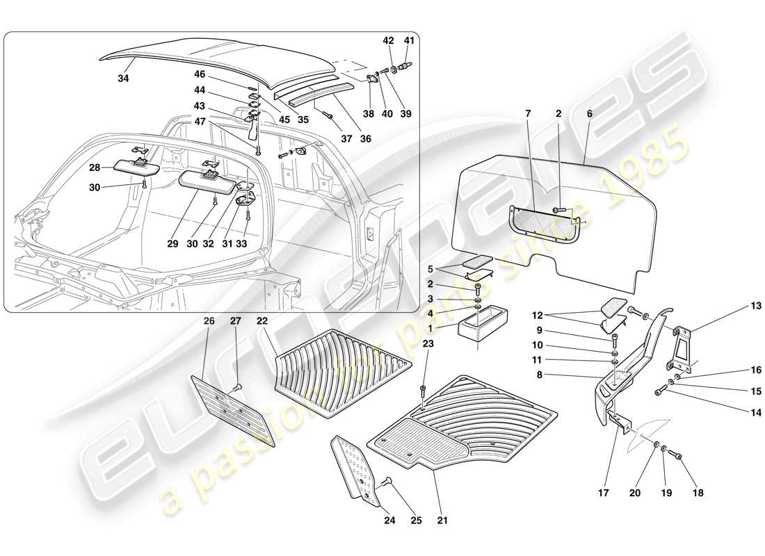 maserati mc12 polsterung und zubehör für den fahrgastraum teilediagramm